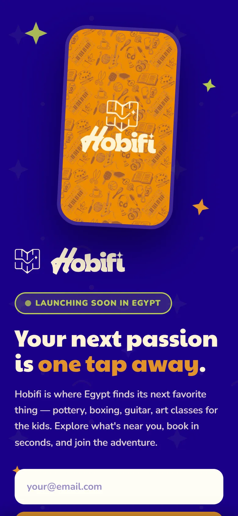 Hobifi waitlist site